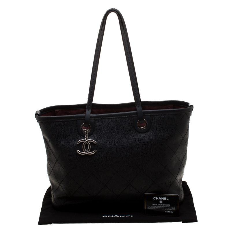 Chanel Black Quilted Leather Shopping Fever Tote Chanel