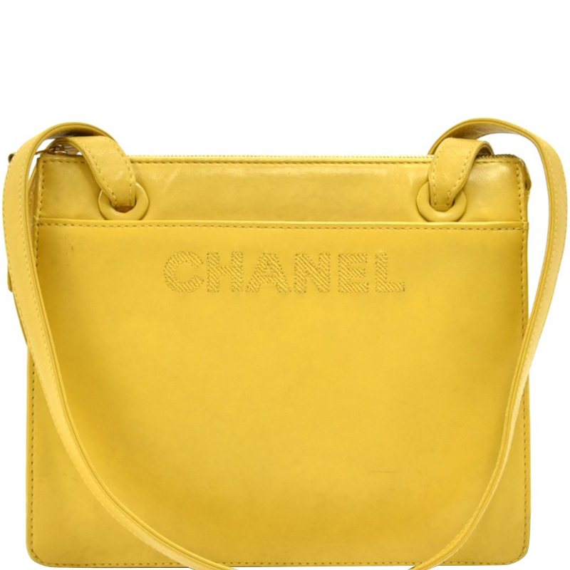 Chanel Yellow Leather Vintage Shoulder Bag Chanel Yellow Leather Vintage Shoulder Bag
