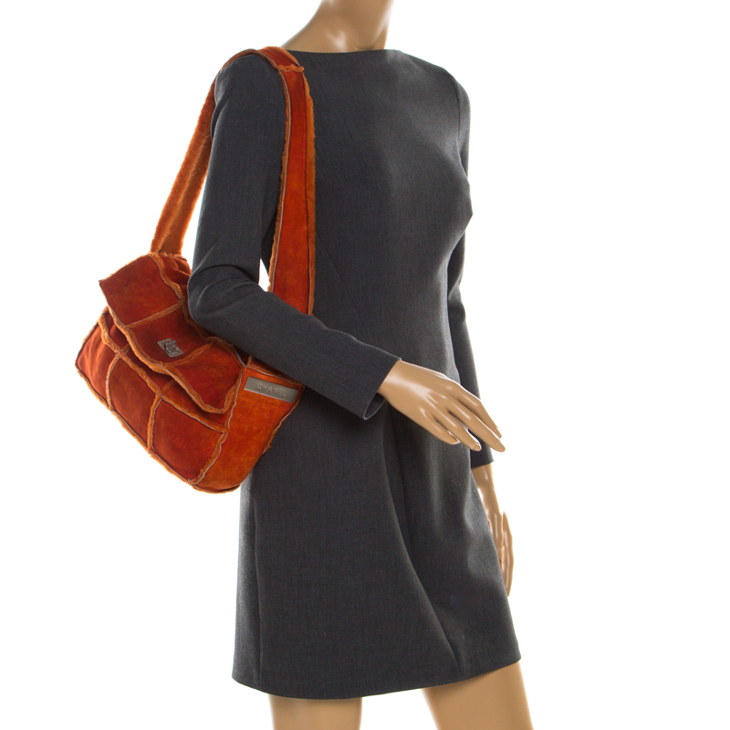 Chanel Orange Suede and Mouton Fur Reissue Shoulder Bag