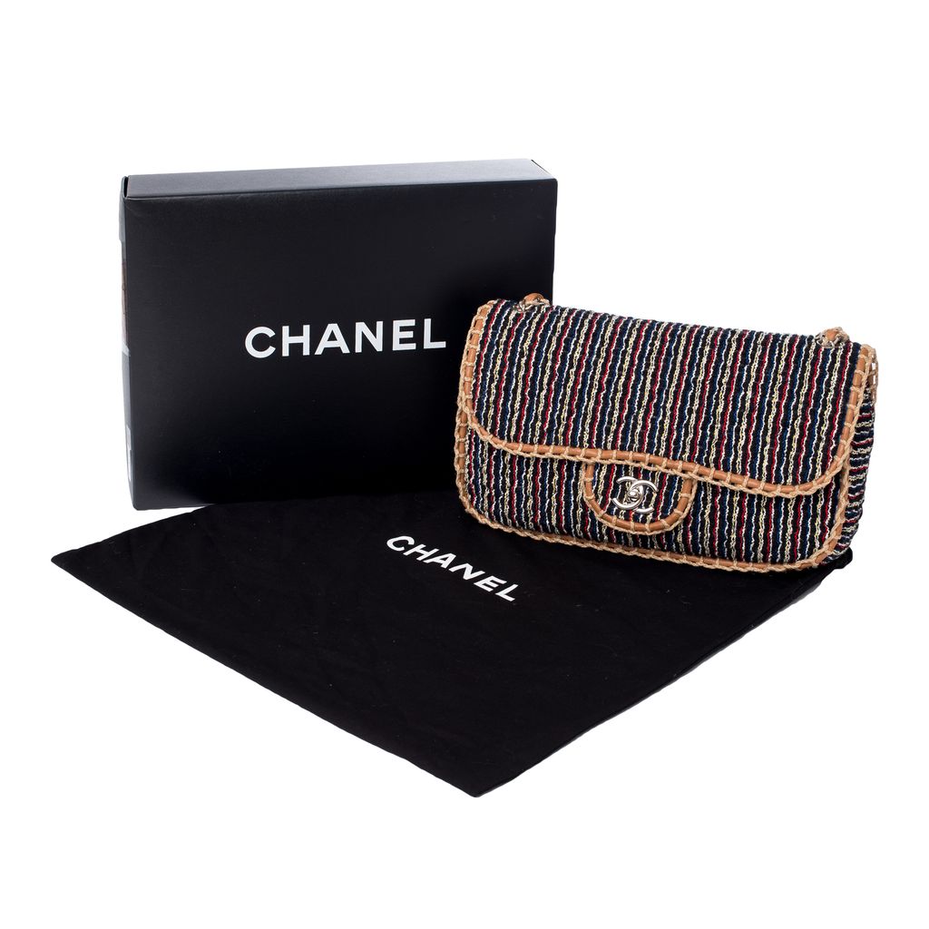 Pre-owned Chanel Black Leather St. Tropez Tweed Shoulder Bag In Multicolor
