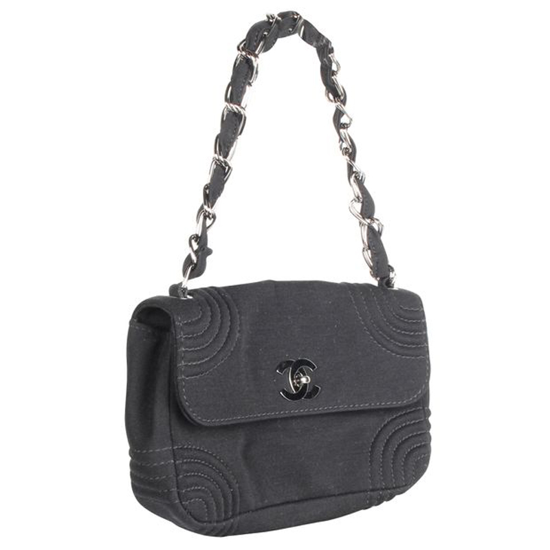 

Chanel Black Fabric  Mademoiselle Flap Bag