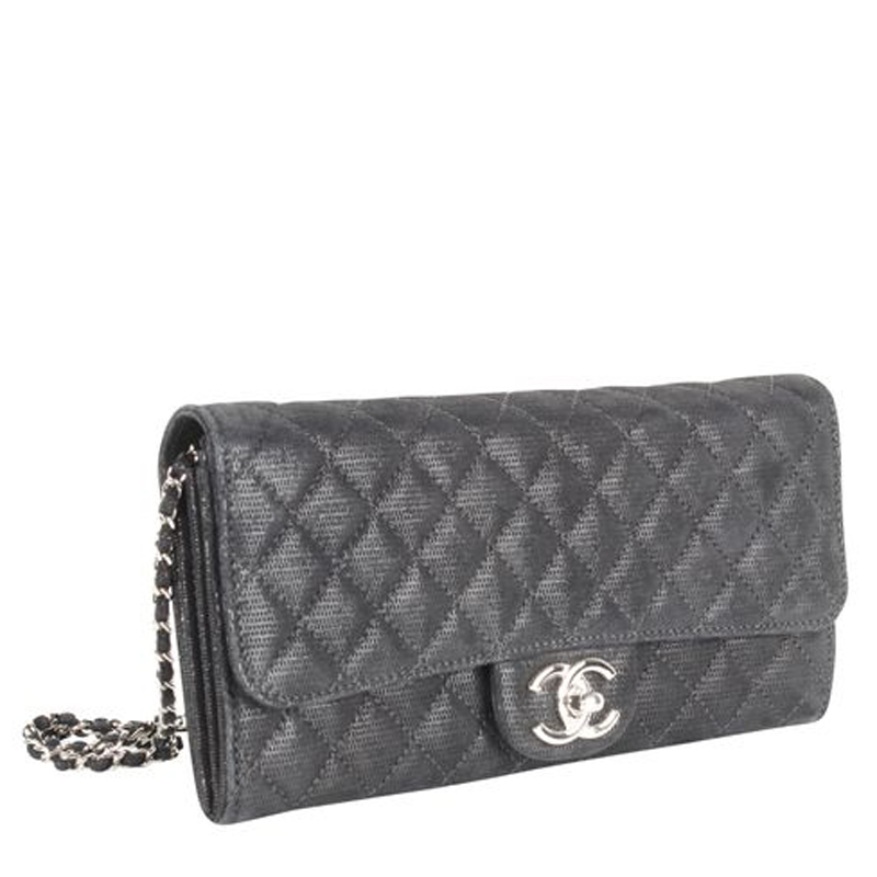 

Chanel Metallic Black Quilted Fabric Chain Shoulder Bag