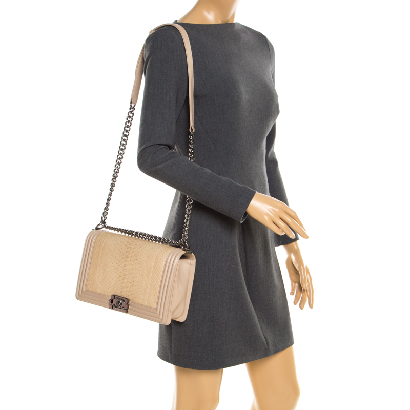 

Chanel Beige Python and Leather  Boy Flap Bag