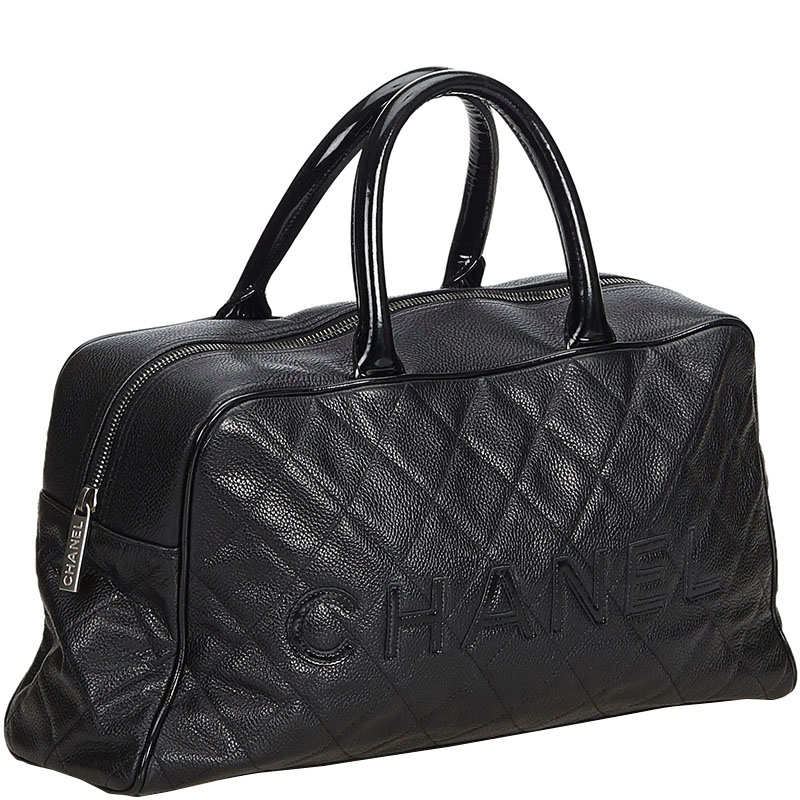 

Chanel Black Quilted Caviar Leather Bowling Bag