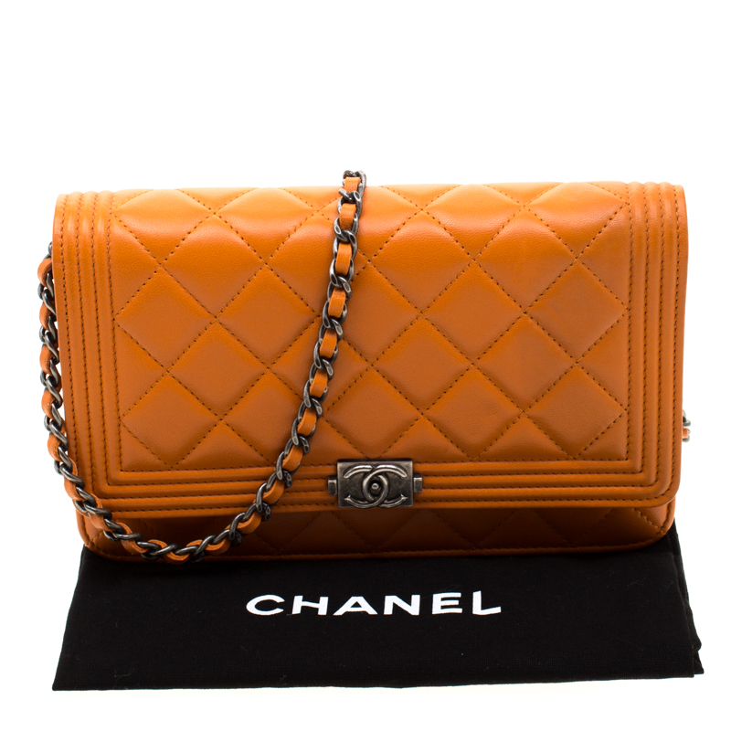 Chanel Orange Quilted Leather Boy WOC Bag Chanel | TLC
