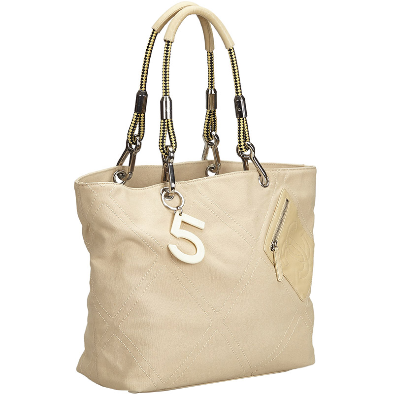 

Chanel Beige Canvas and Leather No.5 Tote Bag