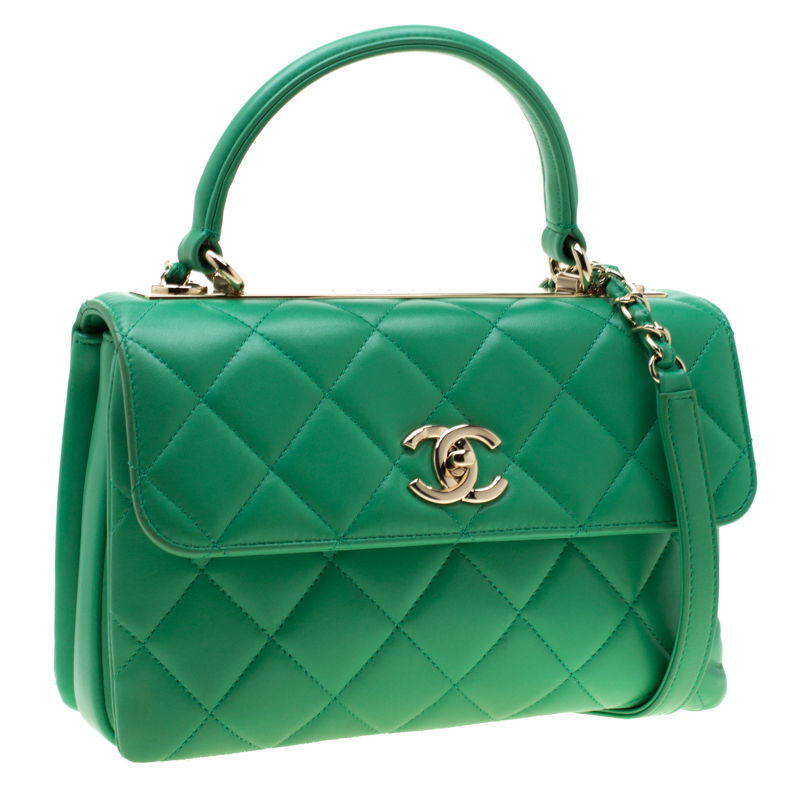 Chanel Light Green Quilted Leather Small Trendy CC Flap Shoulder Bag ...