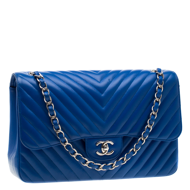 chanel blue chevron bag