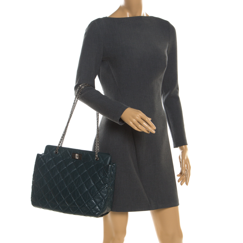 

Chanel Blue Quilted Aged Leather Reissue Tote