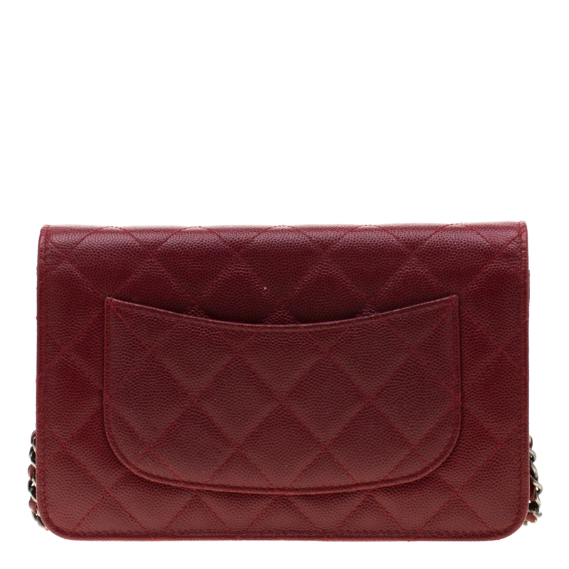 Chanel Red Caviar Leather Wallet On Chain Chanel