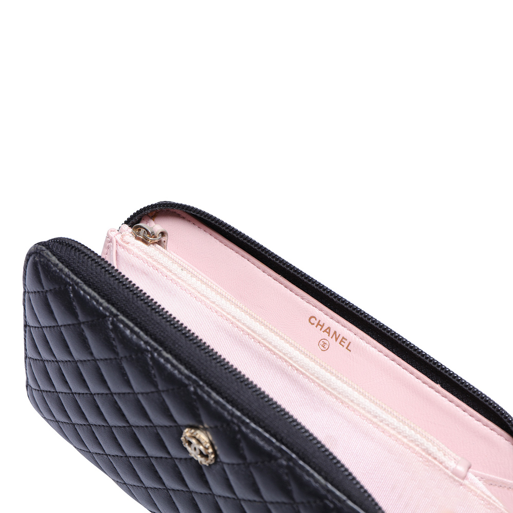 

Chanel Black Quilted Leather Zip Around Long Wallet
