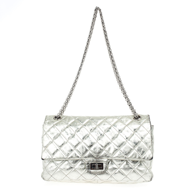 Pre Owned Chanel Metallic Silver Reissue Flap Bag