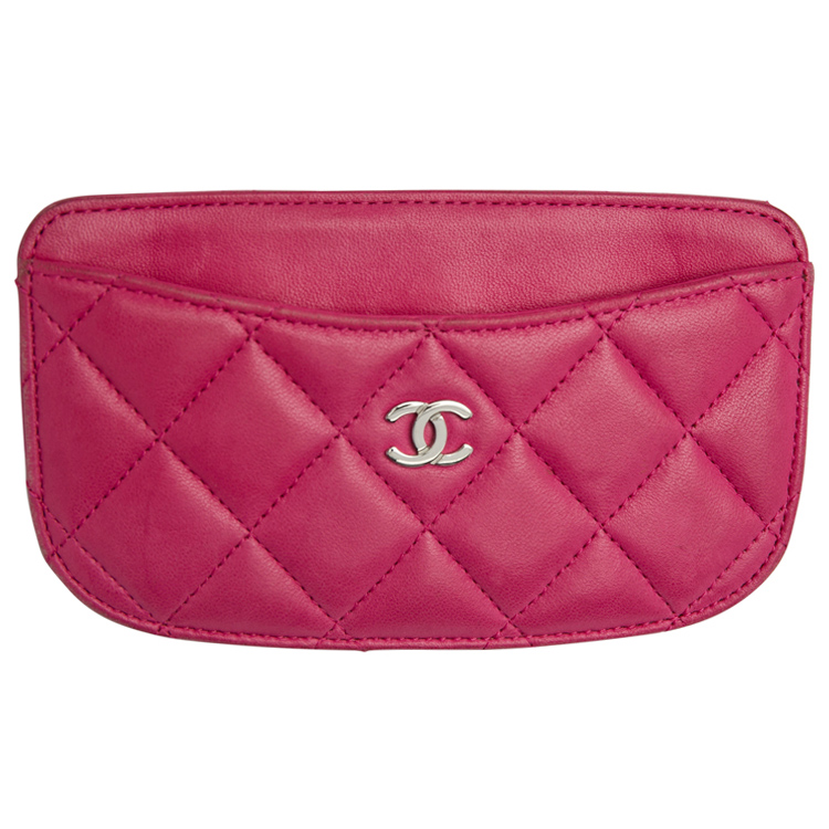 Chanel Pink Quilted Leather Card Holder