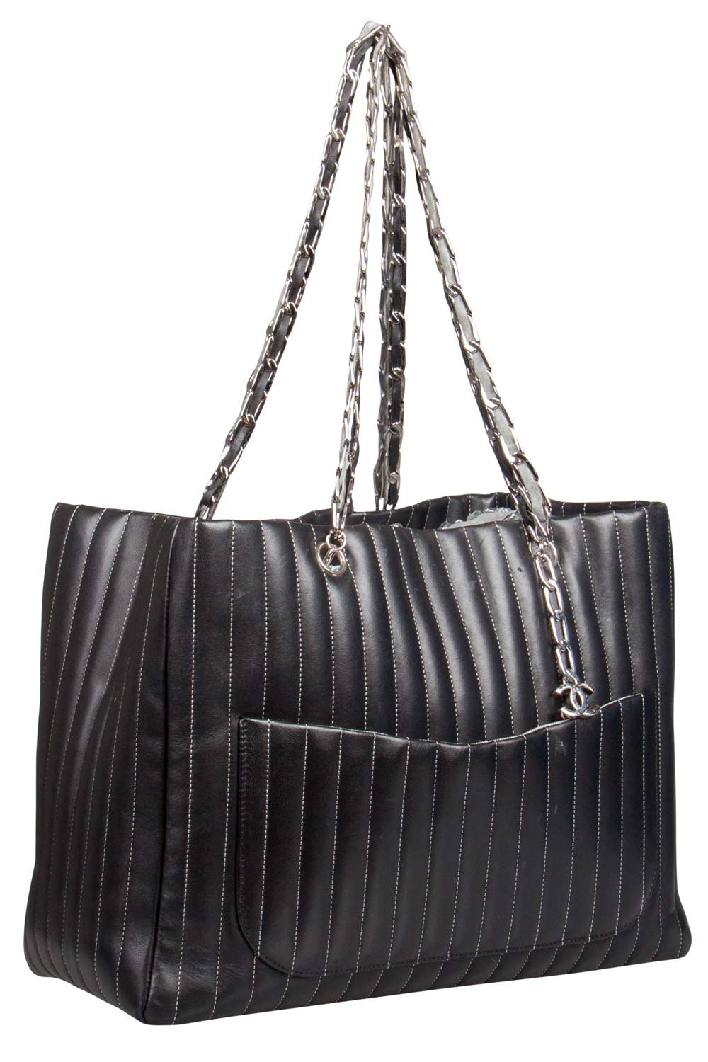 

Chanel Black Vertical Quilted Leather  Mademoiselle Tote