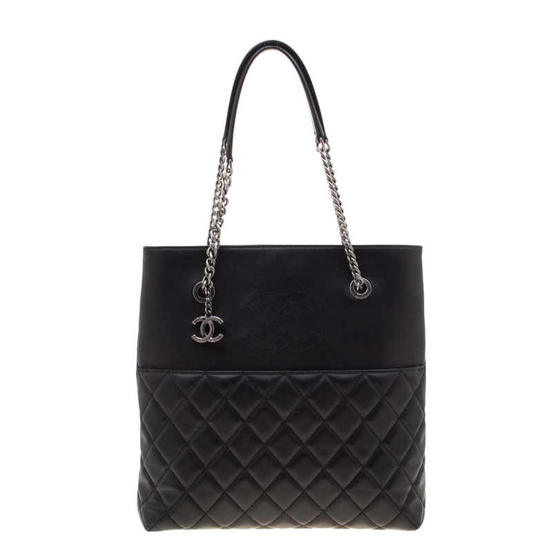 Chanel Black/Blue Quilted Leather CC Timeless Tote 