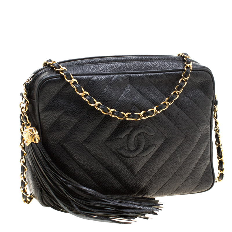 Vintage chanel chevron on sale bag