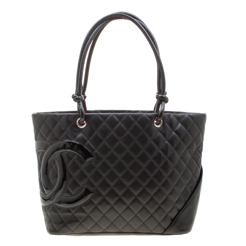 Pre Owned Chanel Black Quilted Leather Large Ligne Cambon Tote