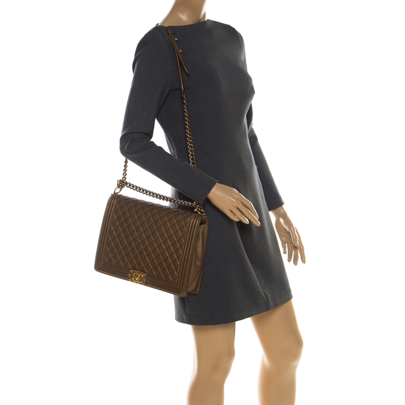 

Chanel Brown Quilted Leather Large Boy Flap Bag