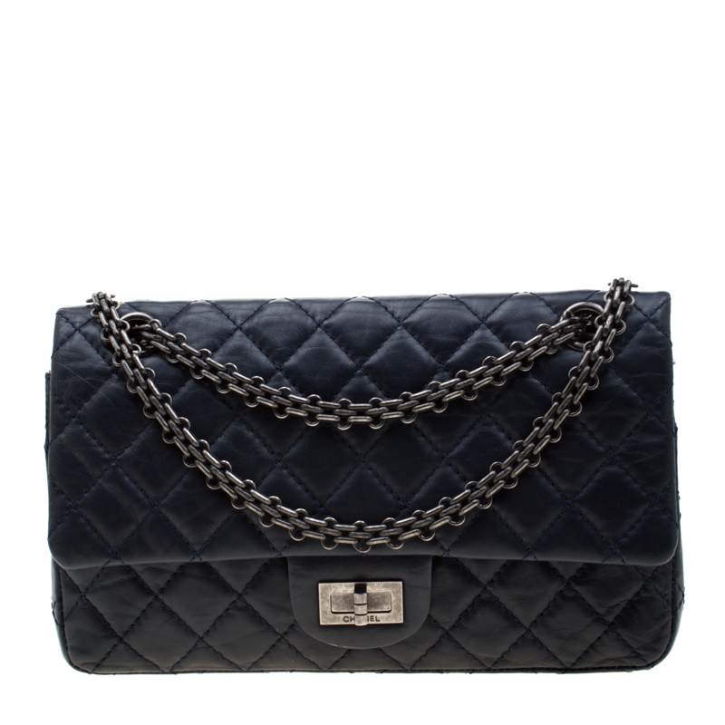 Chanel Navy Blue Quilted Leather Reissue 2.55 Classic 225 Flap Bag