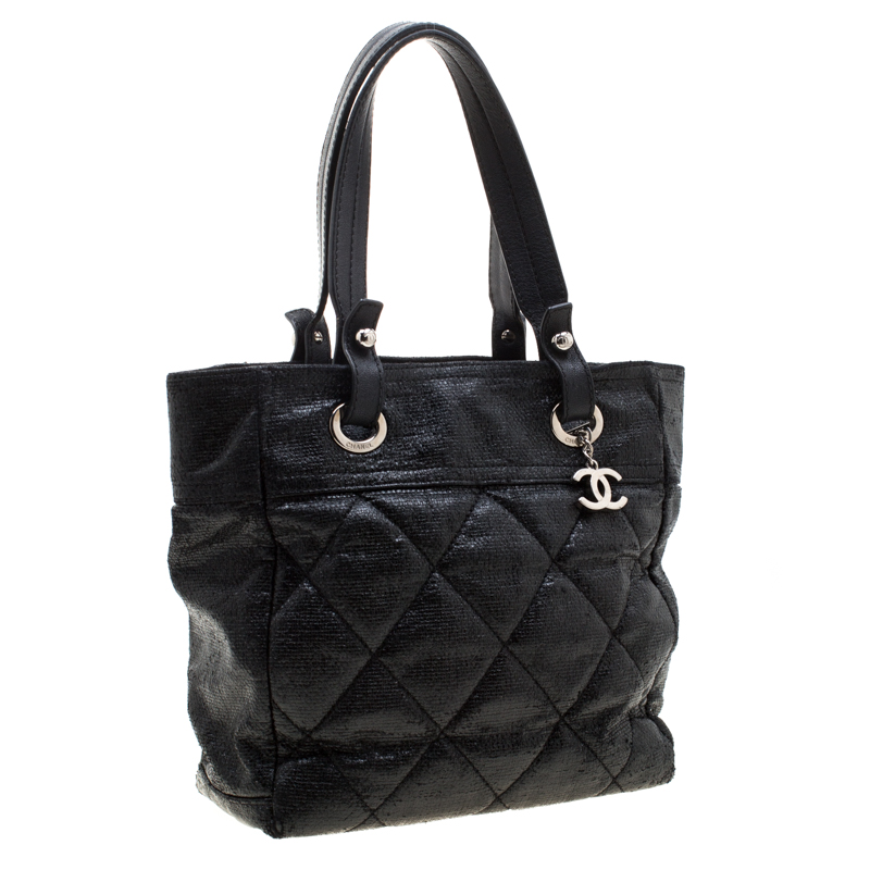 

Chanel Black Coated Fabric Biarritz Tote