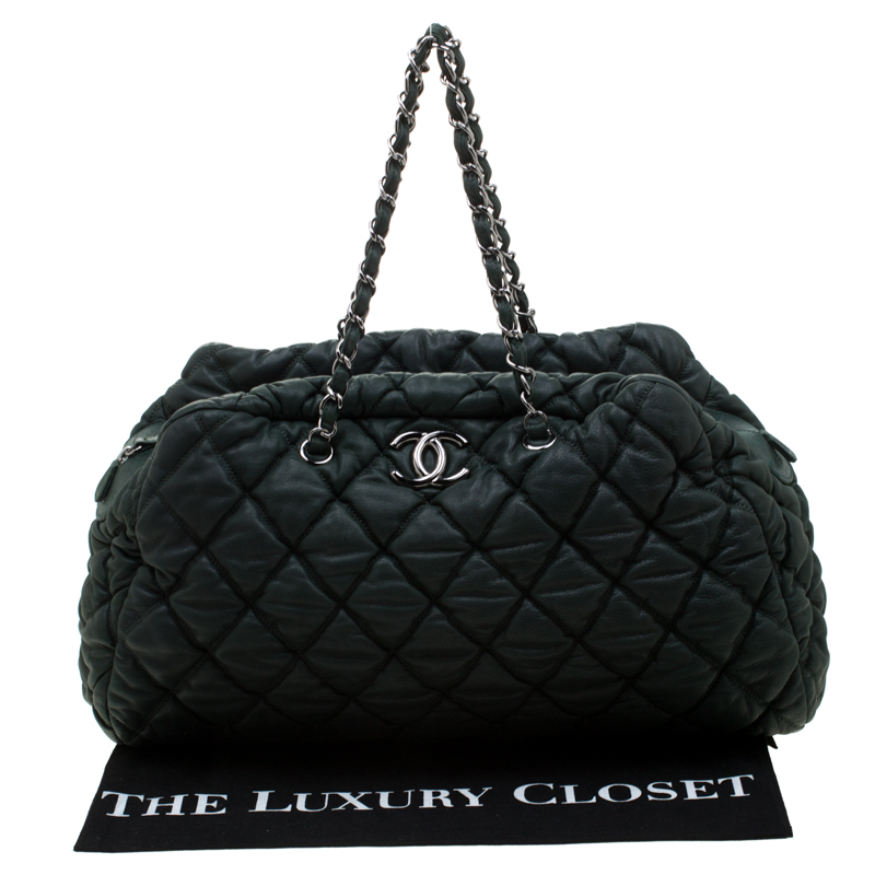 Bowling bag leather handbag Chanel Green in Leather - 35630755