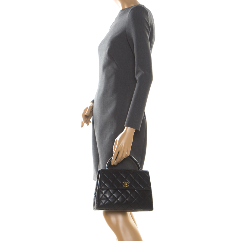 

Chanel Black Quilted Leather Small Kelly Top Handle Bag