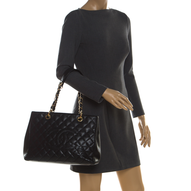

Chanel Black Quilted Caviar Leather Grand Shopper Tote