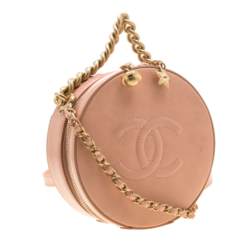 Chanel Peach CC Leather Round as Earth Crossbody Bag Chanel