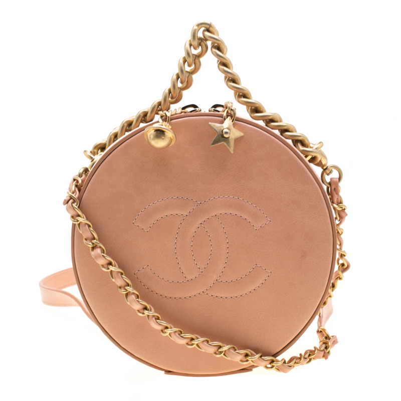 Chanel Peach CC Leather Round as Earth Crossbody Bag
