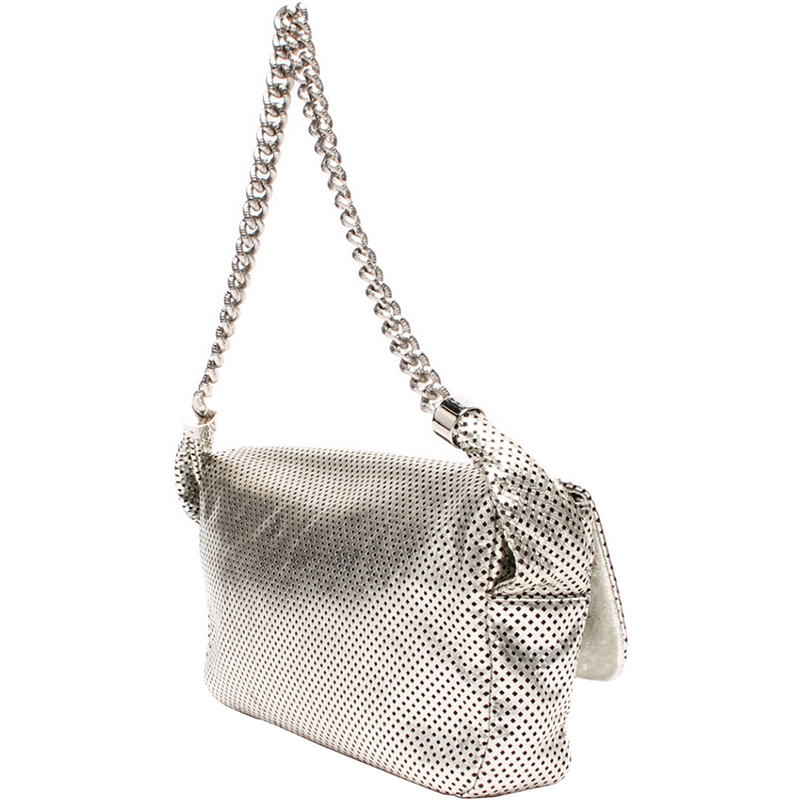 

Chanel Metallic Silver Perforated Leather CC Shoulder Bag