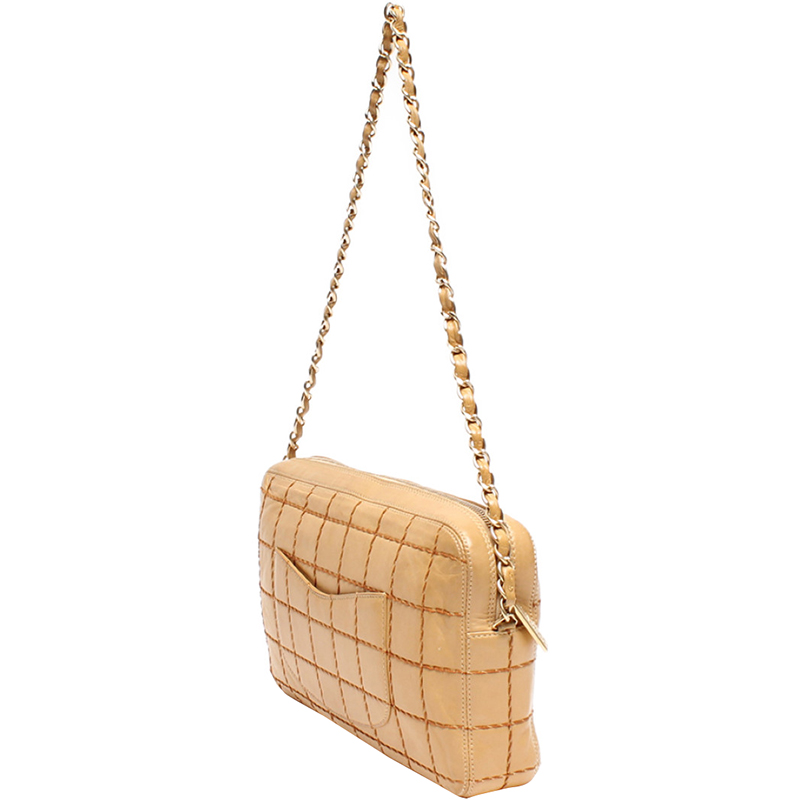 

Chanel Beige Bar Quilted Leather Wild Stitch Shoulder Bag