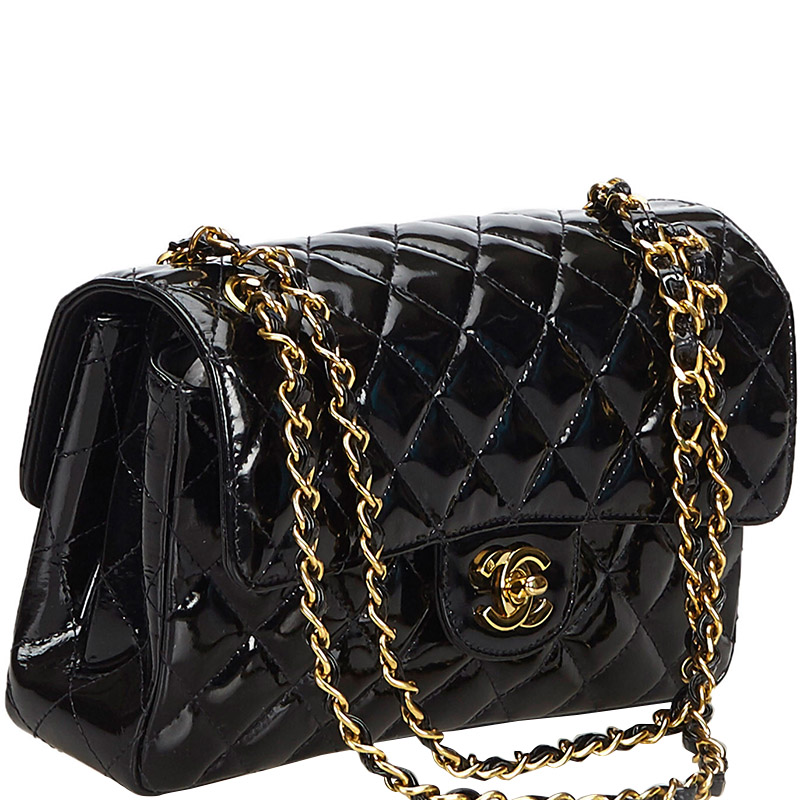

Chanel Black Small Patent Leather Double Sided Bag