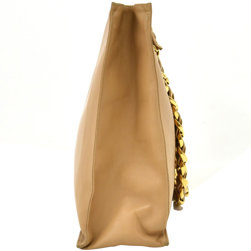

Chanel Beige Lambskin Leather Jumbo  Tote Bag