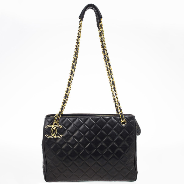 Pre Owned Chanel Black Vintage Quilted Lambskin Shoulder Bag