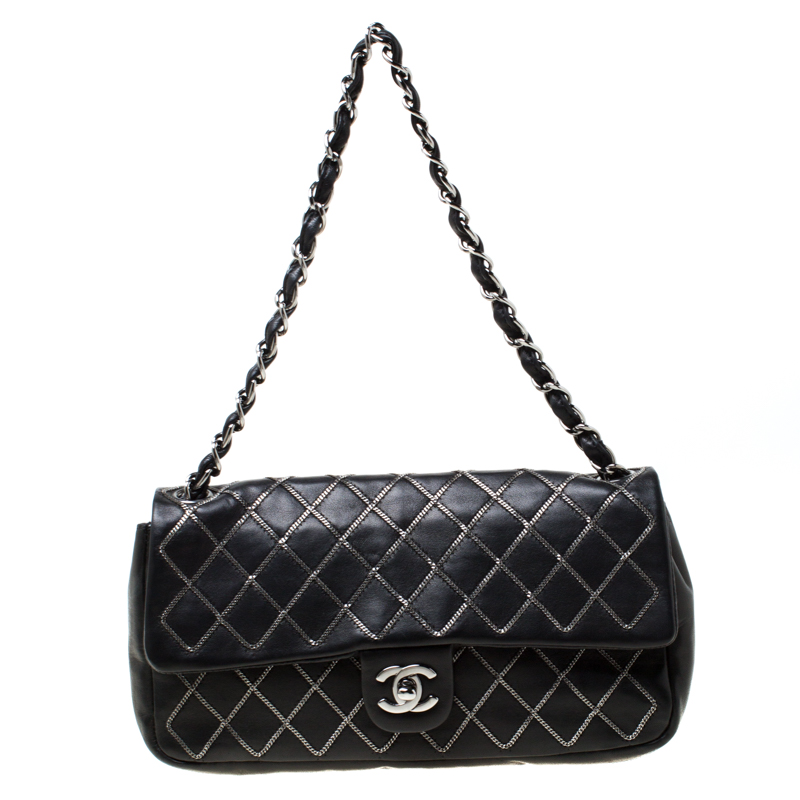 chanel black chain purse