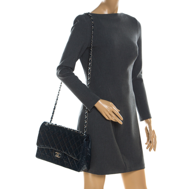 

Chanel Blue Quilted Leather Jumbo Classic Double Flap Bag