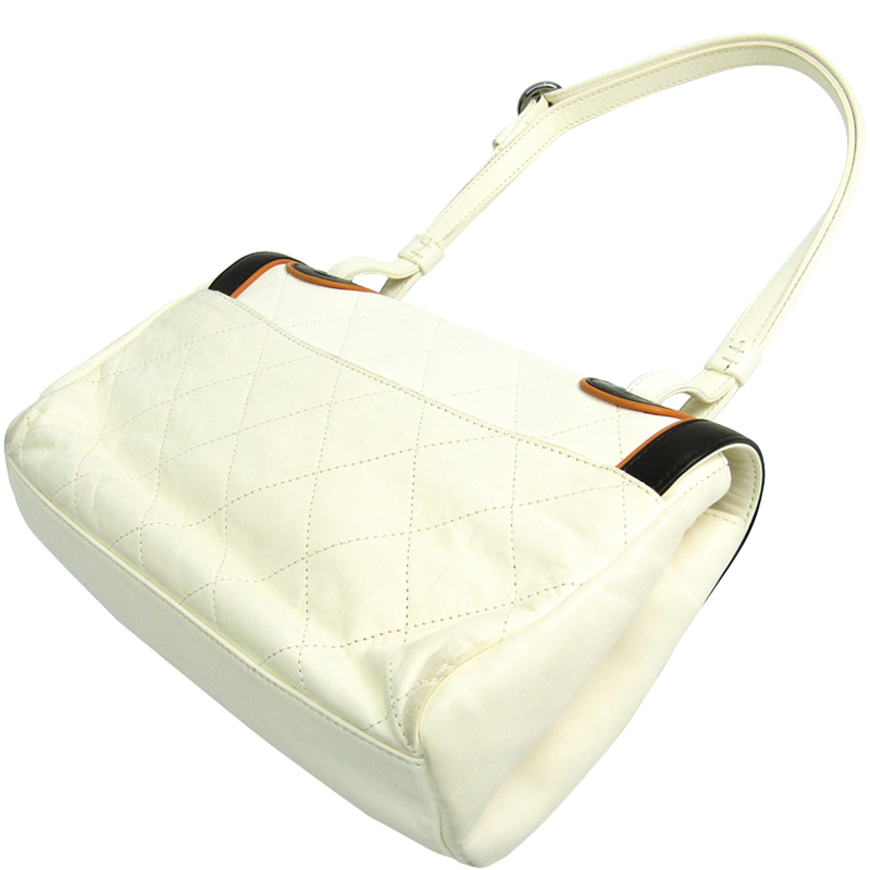 

Chanel Ivory/Brown Calfskin Leather Flap Shoulder Bag