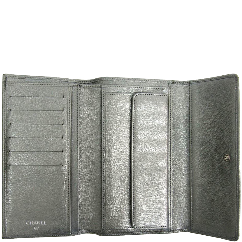 

Chanel Silver Goatskin Leather Long Bifold Wallet