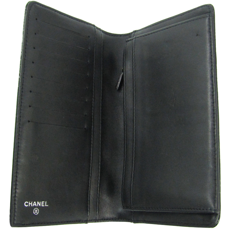 

Chanel Black Leather Icon Long Bifold Wallet