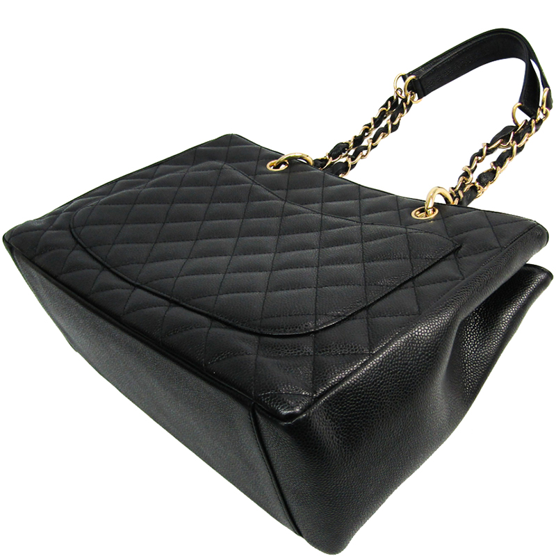 

Chanel Black Quilted Caviar Leather Grand Shopping Tote