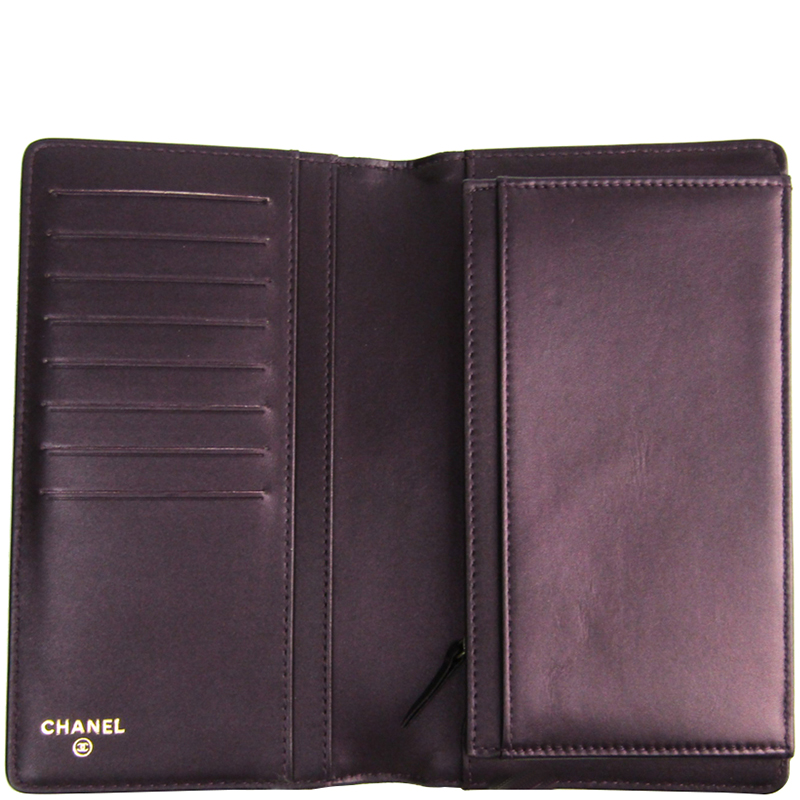 

Chanel Purple Satin and Quilted Leather Matelasse Long Bifold Wallet