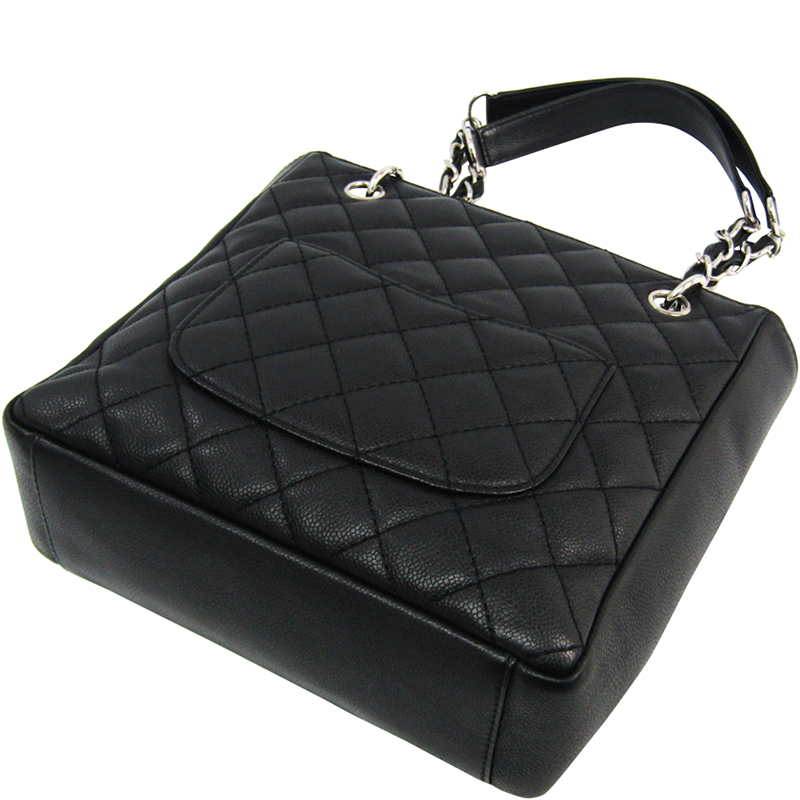 

Chanel Black Quilted Caviar Leather Petite Shopping Tote