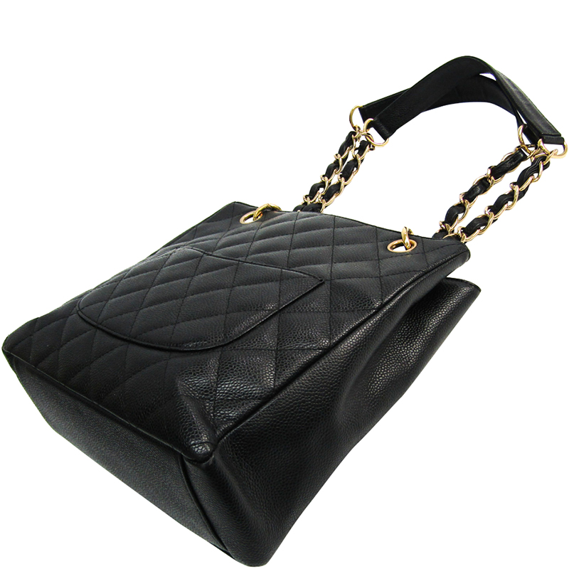 

Chanel Black Quilted Caviar Leather Petite Shopping Tote