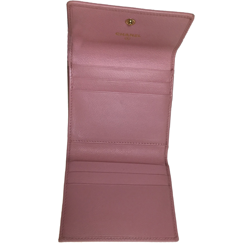 

Chanel Light Pink Leather Coco Button Wallet
