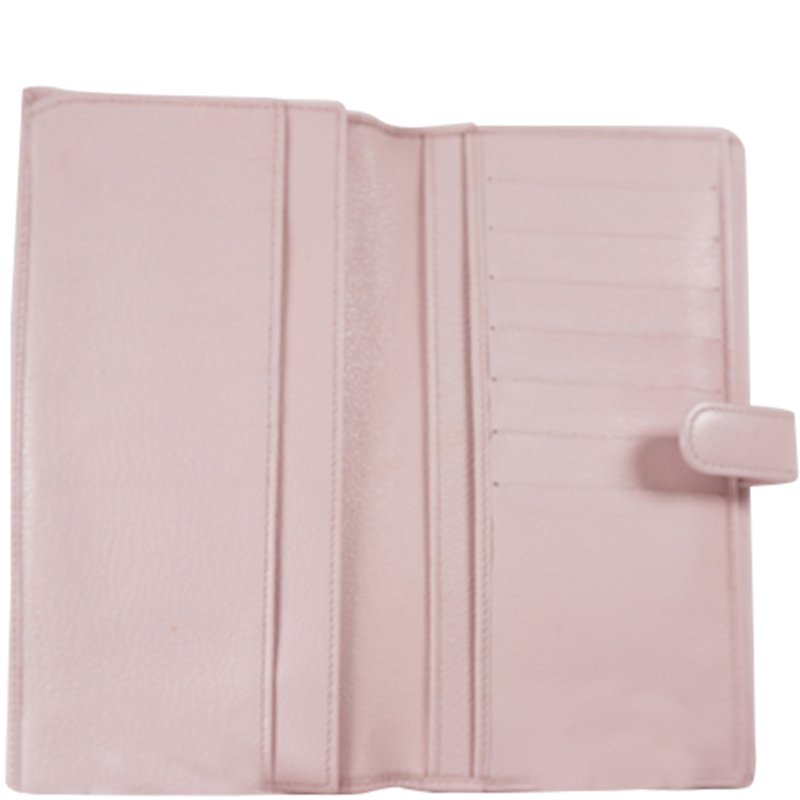 

Chanel Light Pink Leather Camellia Hook Long Wallet