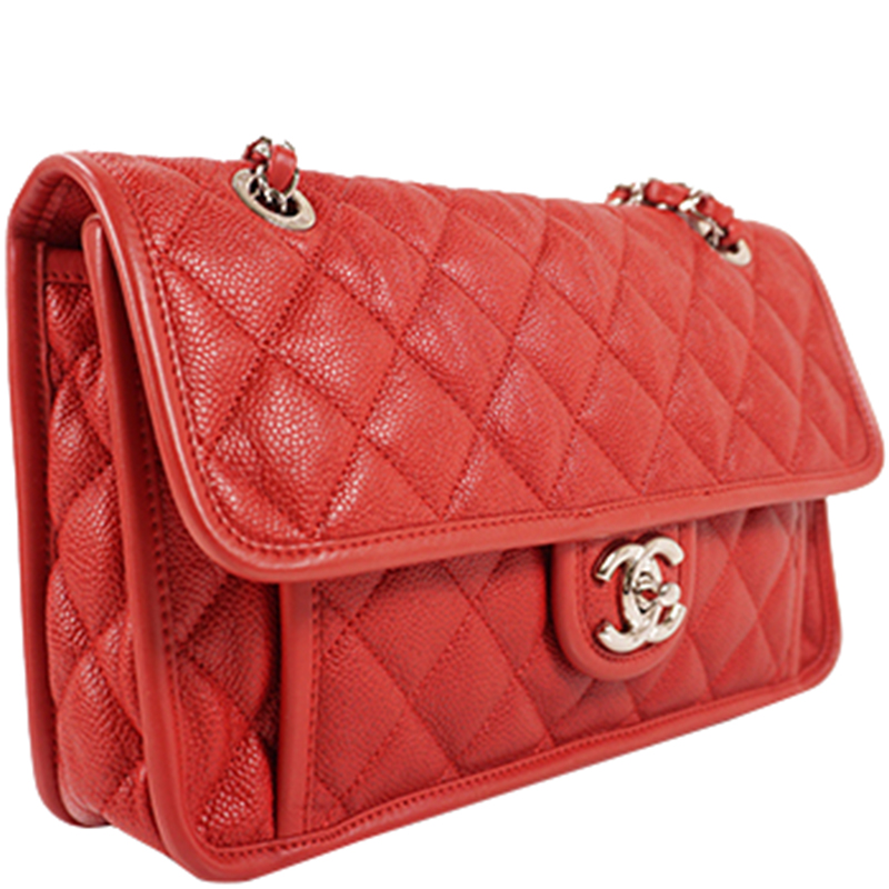 

Chanel Red Quilted Caviar Leather Shoulder Bag