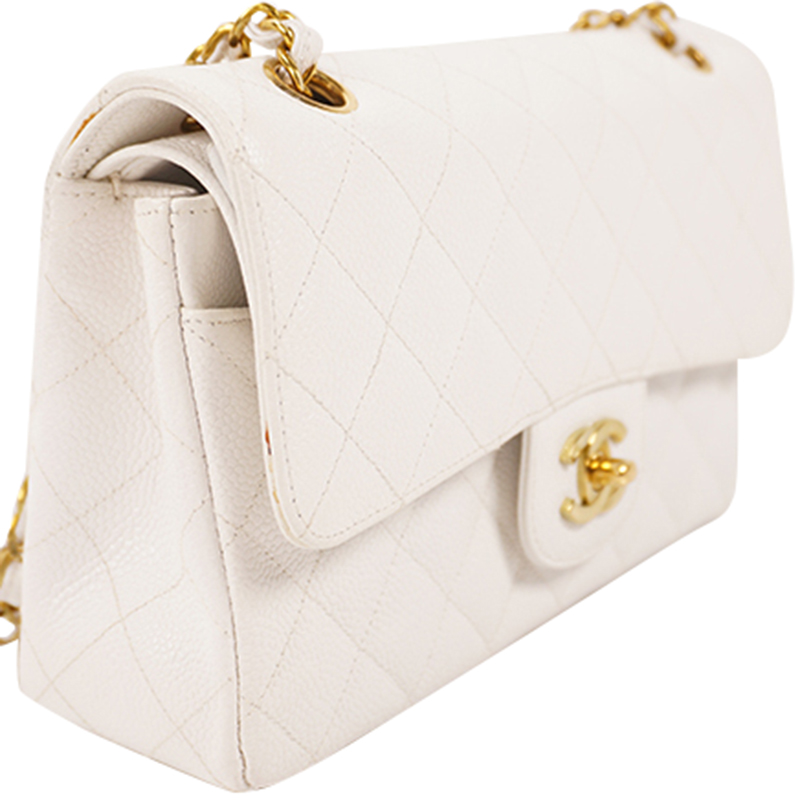 

Chanel White Quilted Caviar Leather Shoulder Bag