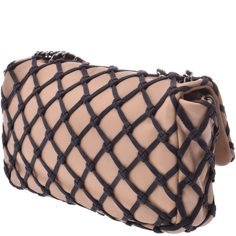 

Chanel Beige/Black Calfskin Leather Shoulder Bag