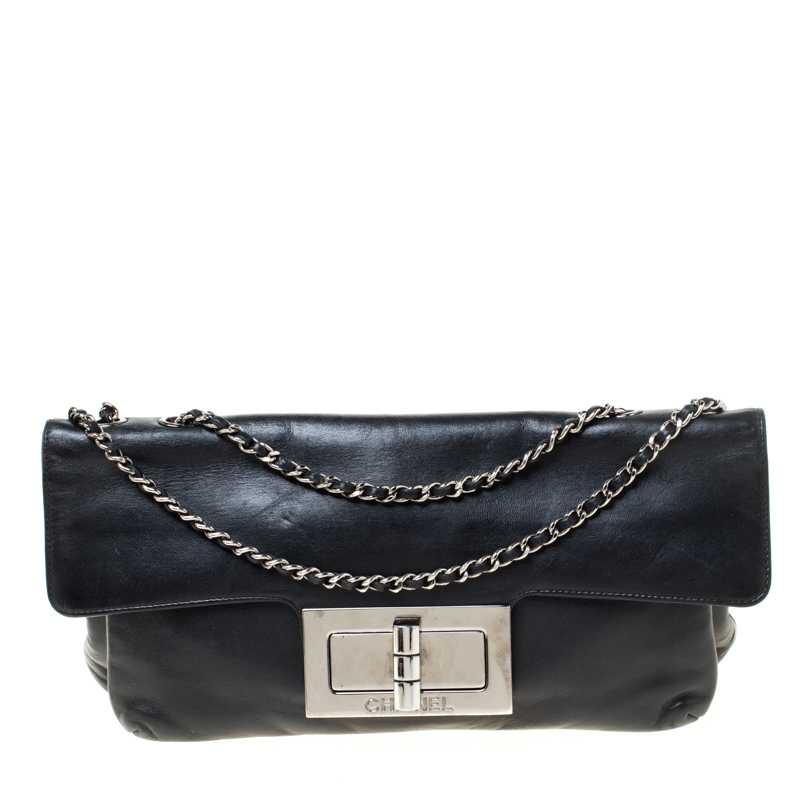 Chanel Black Leather Mademoiselle Turn Lock Flap Bag