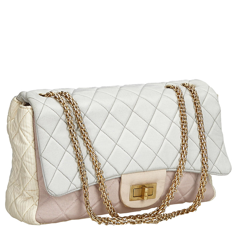 

Chanel White/Pink Nylon Reissue Jumbo Flap Bag, Multicolor